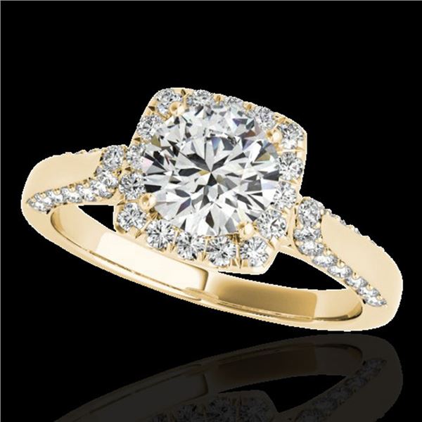 1.7 ctw Certified Diamond Solitaire Halo Ring 10k Yellow Gold - REF-211H4R