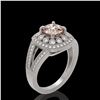Image 2 : 2.29 ctw Certified Morganite & Diamond Victorian Ring 14K White Gold - REF-107M3G