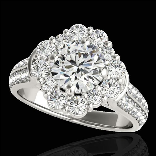 2.16 ctw Certified Diamond Solitaire Halo Ring 10k White Gold - REF-229A3N