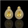 Image 1 : 7.74 ctw Canary Citrine & Diamond Victorian Earrings 14K Yellow Gold - REF-180K2Y