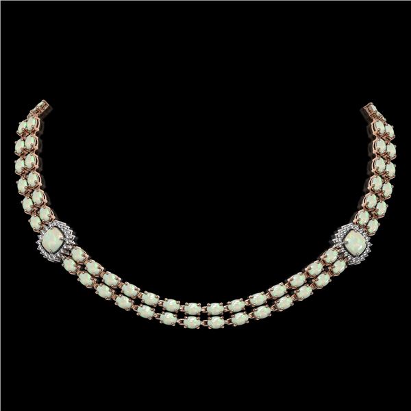 32.21 ctw Opal & Diamond Necklace 14K Rose Gold - REF-527H3R