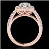 Image 2 : 2.5 ctw Certified Diamond Solitaire Halo Ring 10k Rose Gold - REF-300F2M