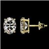 Image 2 : 2.50 ctw Certified VS/SI Quality Oval Diamond Stud Earrings 10k Yellow Gold - REF-601G4W