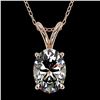 Image 1 : 1 ctw Certified VS/SI Quality Oval Diamond Necklace 10k Rose Gold - REF-239H3R