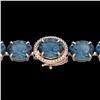 Image 1 : 79 ctw London Blue Topaz & Micro Diamond Bracelet 14k Rose Gold - REF-272M2G