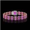 Image 3 : 14.31 ctw Amethyst & Diamond Bracelet 14K Rose Gold - REF-178M2G
