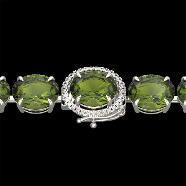 65 ctw Green Tourmaline & Micro Diamond Bracelet 14k White Gold - REF-890K9Y