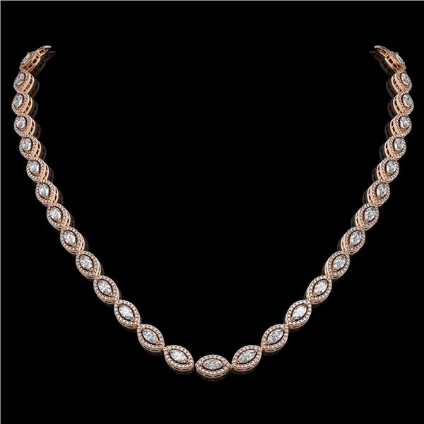 15.74 ctw Marquise Cut Diamond Micro Pave Necklace 18K Rose Gold - REF-1363G3W