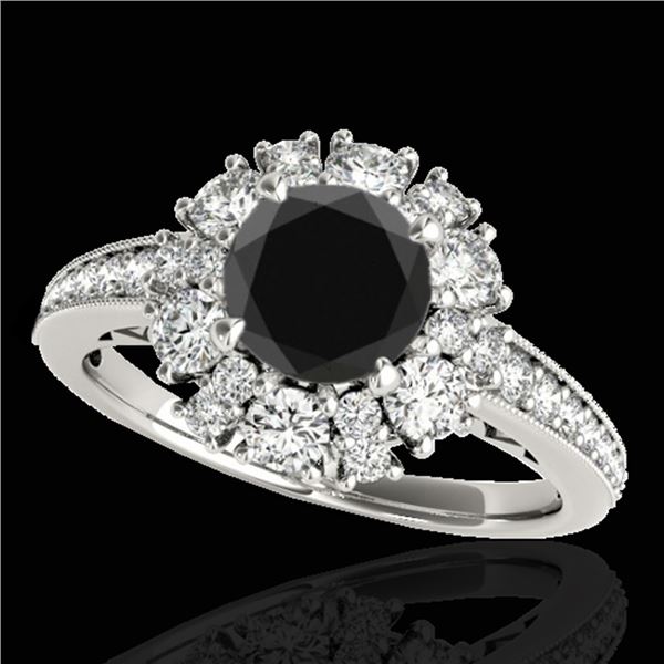 2.16 ctw Certified VS Black Diamond Solitaire Halo Ring 10k White Gold - REF-87X3A