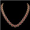 Image 1 : 64.01 ctw Ruby & Diamond Micro Pave Halo Necklace 10k Yellow Gold - REF-854G5W
