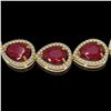 Image 3 : 64.01 ctw Ruby & Diamond Micro Pave Halo Necklace 10k Yellow Gold - REF-854G5W