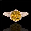 Image 2 : 1.17 ctw Intense Fancy Yellow Diamond Art Deco Ring 18k Rose Gold - REF-180K2Y