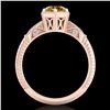 Image 3 : 1.17 ctw Intense Fancy Yellow Diamond Art Deco Ring 18k Rose Gold - REF-180K2Y