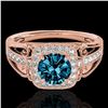 Image 1 : 1.3 ctw SI Certified Fancy Blue Diamond Solitaire Halo Ring 10k Rose Gold - REF-124W2H