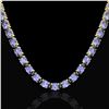 Image 2 : 56 ctw Tanzanite Eternity Designer Necklace 14k Yellow Gold - REF-581K8Y