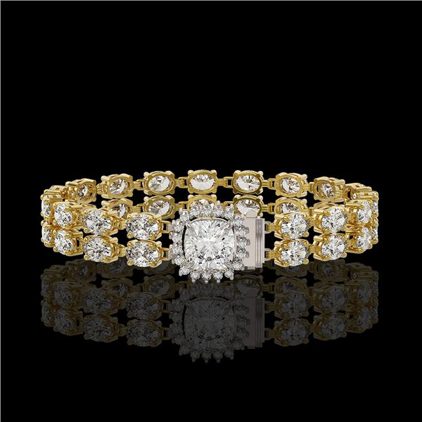 13.82 ctw Cushion Cut & Oval Diamond Bracelet 18K Yellow Gold - REF-1648Y8X