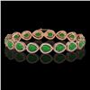 Image 1 : 13.19 ctw Jade & Diamond Micro Pave Halo Bracelet 10k Rose Gold - REF-305W8H