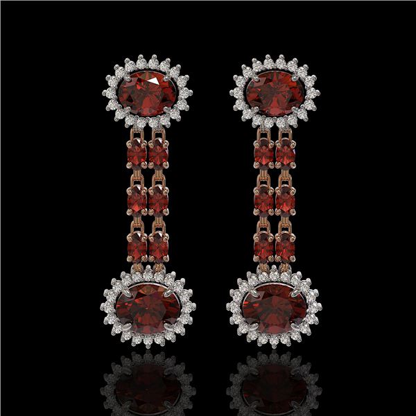 8.87 ctw Garnet & Diamond Earrings 14K Rose Gold - REF-144G2W