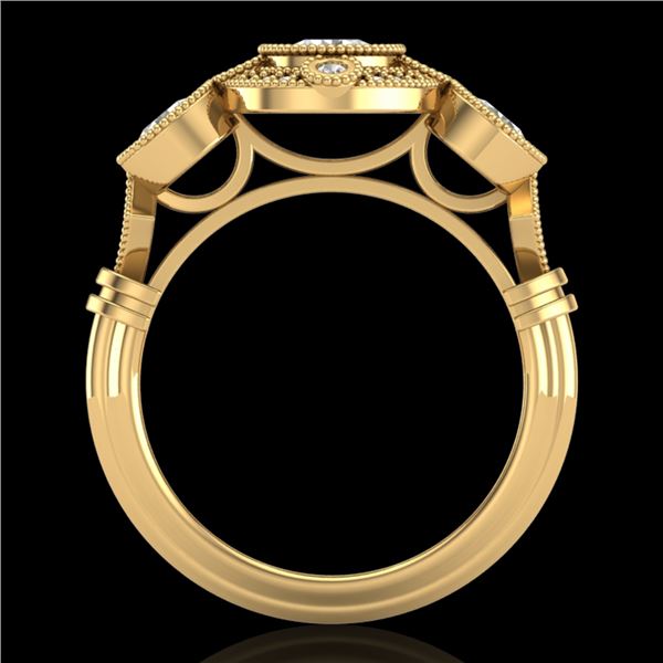 1.51 ctw VS/SI Diamond Solitaire Art Deco 3 Stone Ring 18k Yellow Gold - REF-300A2N