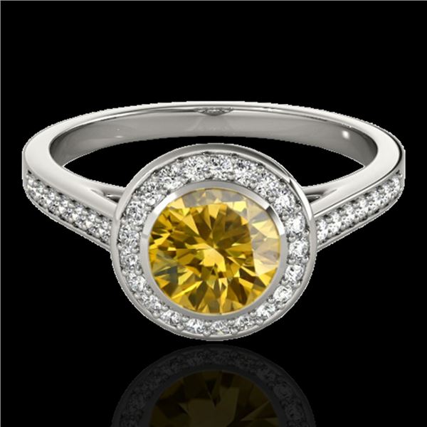 1.3 ctw Certified SI/I Fancy Intense Yellow Diamond Ring 10k White Gold - REF-177A3N