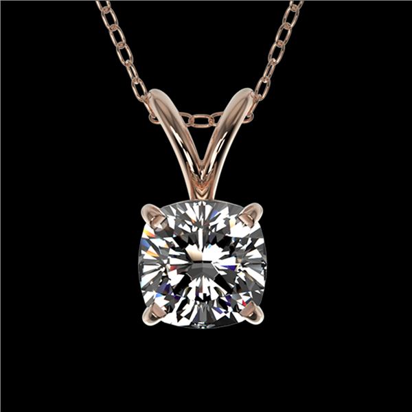 0.50 ctw Certified VS/SI Quality Cushion Diamond Necklace 10k Rose Gold - REF-65G2W