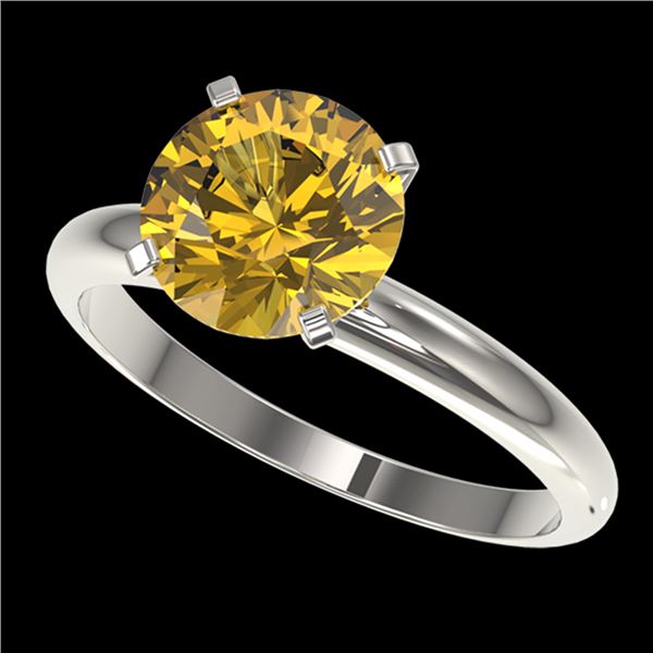 2.50 ctw Certified Intense Yellow Diamond Solitaire Ring 10k White Gold - REF-564G5W