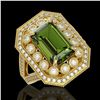 Image 1 : 6.08 ctw Certified Tourmaline & Diamond Victorian Ring 14K Yellow Gold - REF-208W8H