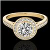 Image 1 : 1.3 ctw Certified Diamond Solitaire Halo Ring 10k Yellow Gold - REF-197R8K