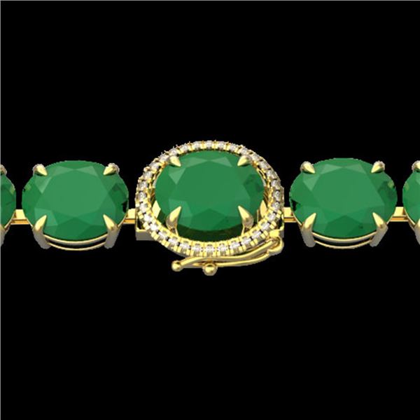 76 ctw Emerald & Micro Pave Diamond Bracelet 14k Yellow Gold - REF-709H3R