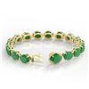 Image 3 : 76 ctw Emerald & Micro Pave Diamond Bracelet 14k Yellow Gold - REF-709H3R