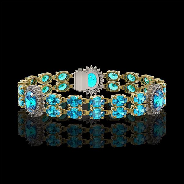 19.3 ctw Swiss Topaz & Diamond Bracelet 14K Yellow Gold - REF-254F5M