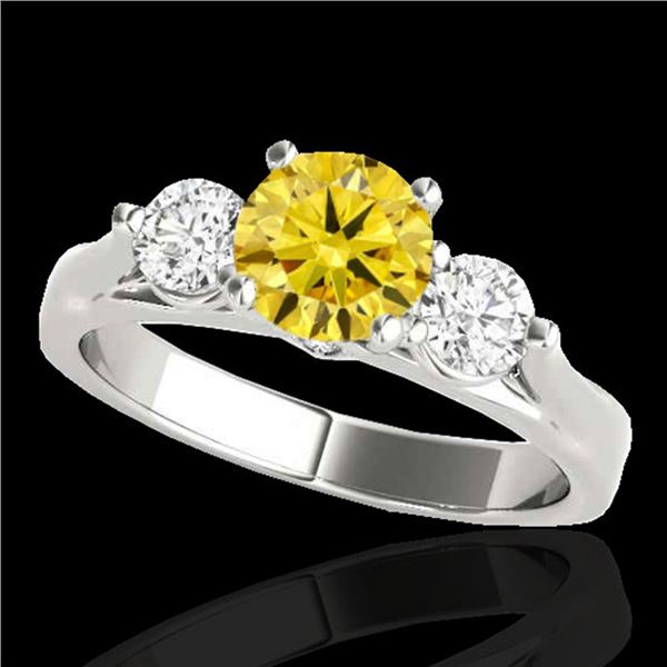 1.75 ctw SI/I Fancy Intense Yellow Diamond 3 Stone Ring 10k White Gold - REF-245M5G