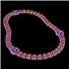 Image 2 : 31.91 ctw Amethyst & Diamond Necklace 14K Yellow Gold - REF-527R3K