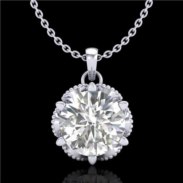1.36 ctw VS/SI Diamond Solitaire Art Deco Necklace 18k White Gold - REF-361G8W