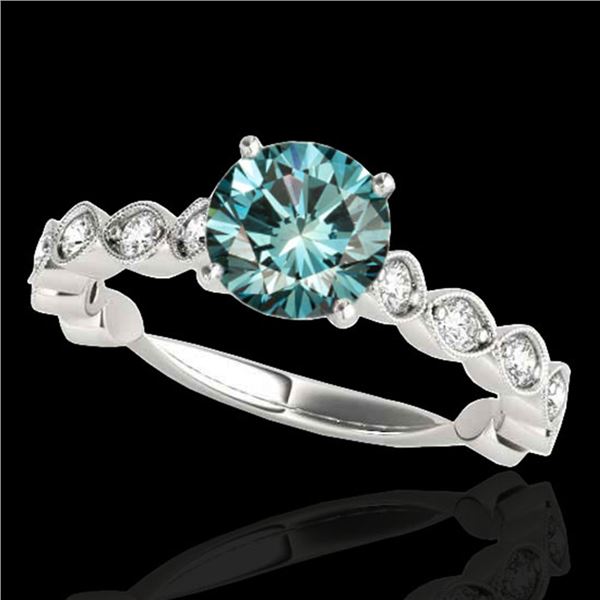 1.5 ctw SI Certified Fancy Blue Diamond Solitaire Ring 10k White Gold - REF-163Y6X