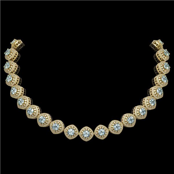 72.27 ctw Aquamarine & Diamond Victorian Necklace 14K Yellow Gold - REF-1800N2F