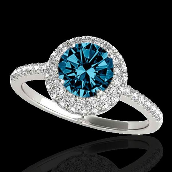 2.15 ctw SI Certified Fancy Blue Diamond Halo Ring 10k White Gold - REF-190F9M