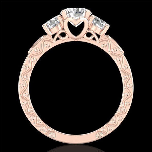 1.41 ctw VS/SI Diamond Solitaire Art Deco 3 Stone Ring 18k Rose Gold - REF-263Y6X