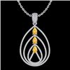 Image 2 : 2 ctw Citrine & Micro Pave VS/SI Diamond Necklace 18k White Gold - REF-163F6M