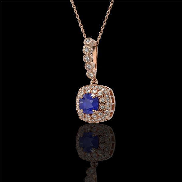 2.55 ctw Sapphire & Diamond Victorian Necklace 14K Rose Gold - REF-100H2R