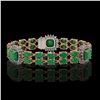 Image 1 : 21.83 ctw Emerald & Diamond Bracelet 14K Rose Gold - REF-294F4M