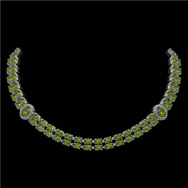 37.23 ctw Tourmaline & Diamond Necklace 14K White Gold - REF-527A3N