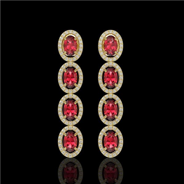 5.88 ctw Tourmaline & Diamond Micro Pave Halo Earrings 10k Yellow Gold - REF-143W6H