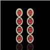 Image 1 : 5.88 ctw Tourmaline & Diamond Micro Pave Halo Earrings 10k Yellow Gold - REF-143W6H