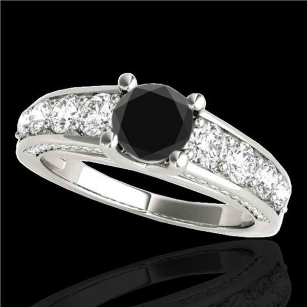 3.05 ctw Certified VS Black Diamond Solitaire Ring 10k White Gold - REF-129M5G