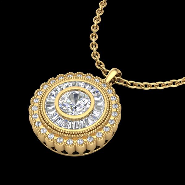 2.11 ctw VS/SI Diamond Solitaire Art Deco Necklace 18k Yellow Gold - REF-309G3W