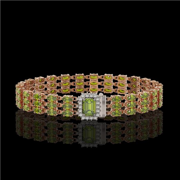 25.49 ctw Tourmaline & Diamond Bracelet 14K Rose Gold - REF-318G2W