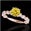 Image 1 : 1.5 ctw Certified SI/I Fancy Intense Yellow Diamond Ring 10k Rose Gold - REF-196H4R