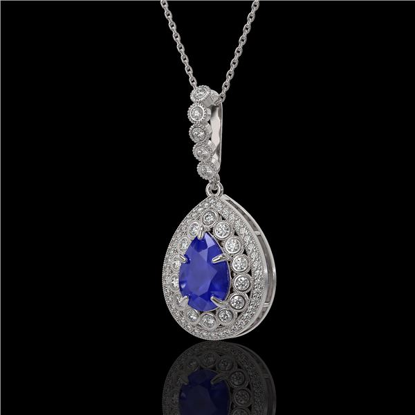 4.97 ctw Sapphire & Diamond Victorian Necklace 14K White Gold - REF-160G2W