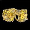 Image 3 : 3 ctw Certified Intense Yellow Diamond Stud Earrings 10k Yellow Gold - REF-527W8H